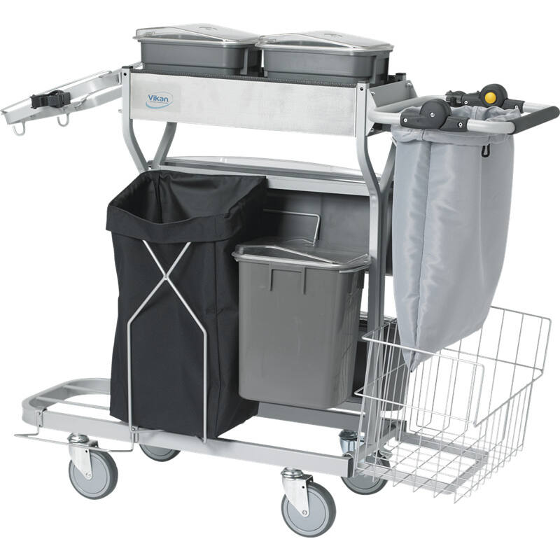 Vikan Microfibre werkwagen CompactPlus60 voor microvezelreiniging, grijs, 60cm