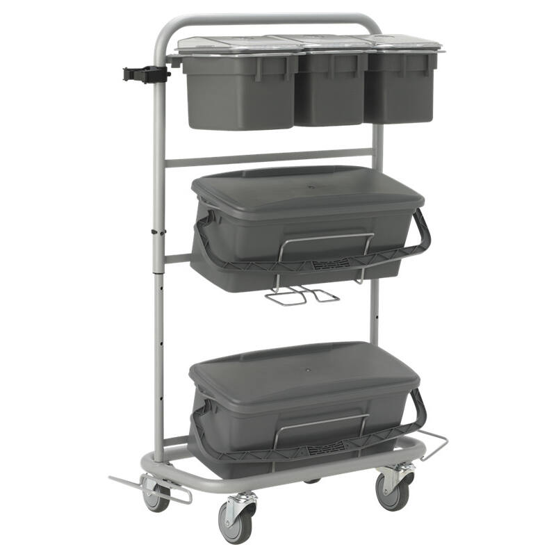 Vikan Microfibre werkwagen Slimliner voor microvezelreiniging, grijs, 40cm