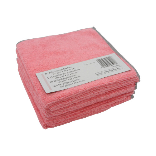 Microvezeldoek Basic, rood, 240gr, 40x40cm, 10 stuks