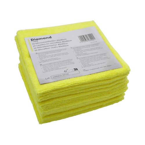 Microvezeldoek Diamond, geel, 330gr, 40x40cm, 10 stuks