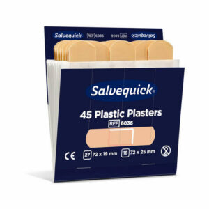 Salvequick Plastic 45 pleisters op kaart (72x19mm en 72x25mm) 6st/doos