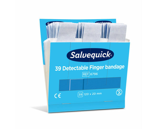 Salvequick Blue Detectable 39 pleisters op kaart (120x20mm) 6st/doos