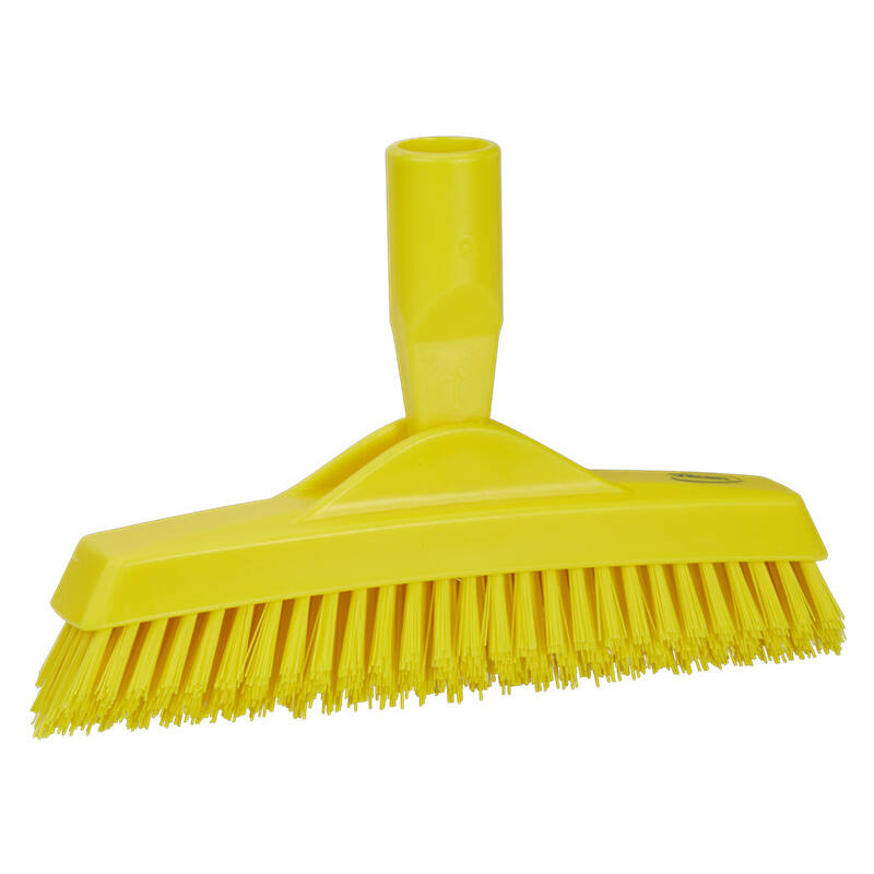 Vikan Hygiene voegenborstel met flexibele nek, steelmodel, extra hard, geel, 225mm