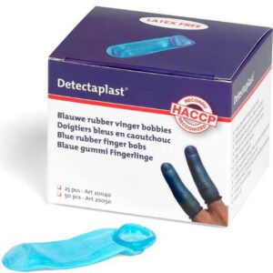 Visueel dtecteerbare blauwe vingercondoom, 50 stuks