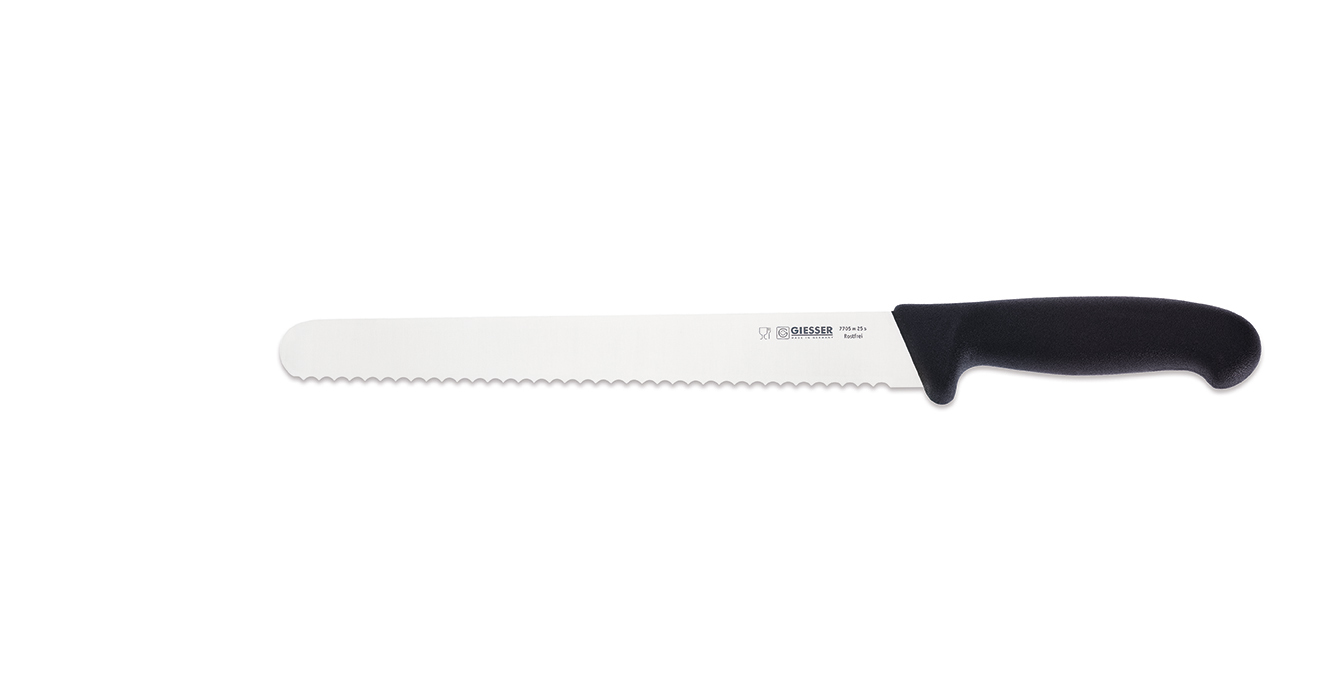 Giesser 7705, vleeswarenmes gekarteld lemmet 25cm zwart