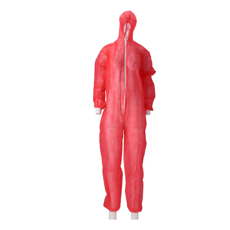 Coverall+rits met kap, rood, 40gr, 50 stuks