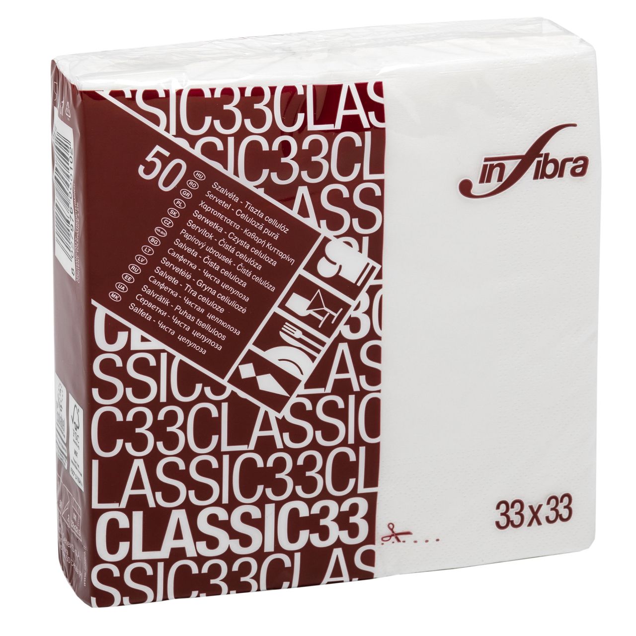 Servet wit Infibra 33 x 33 cm 2l 1/4 vouw - 8 x 250 st p/ds