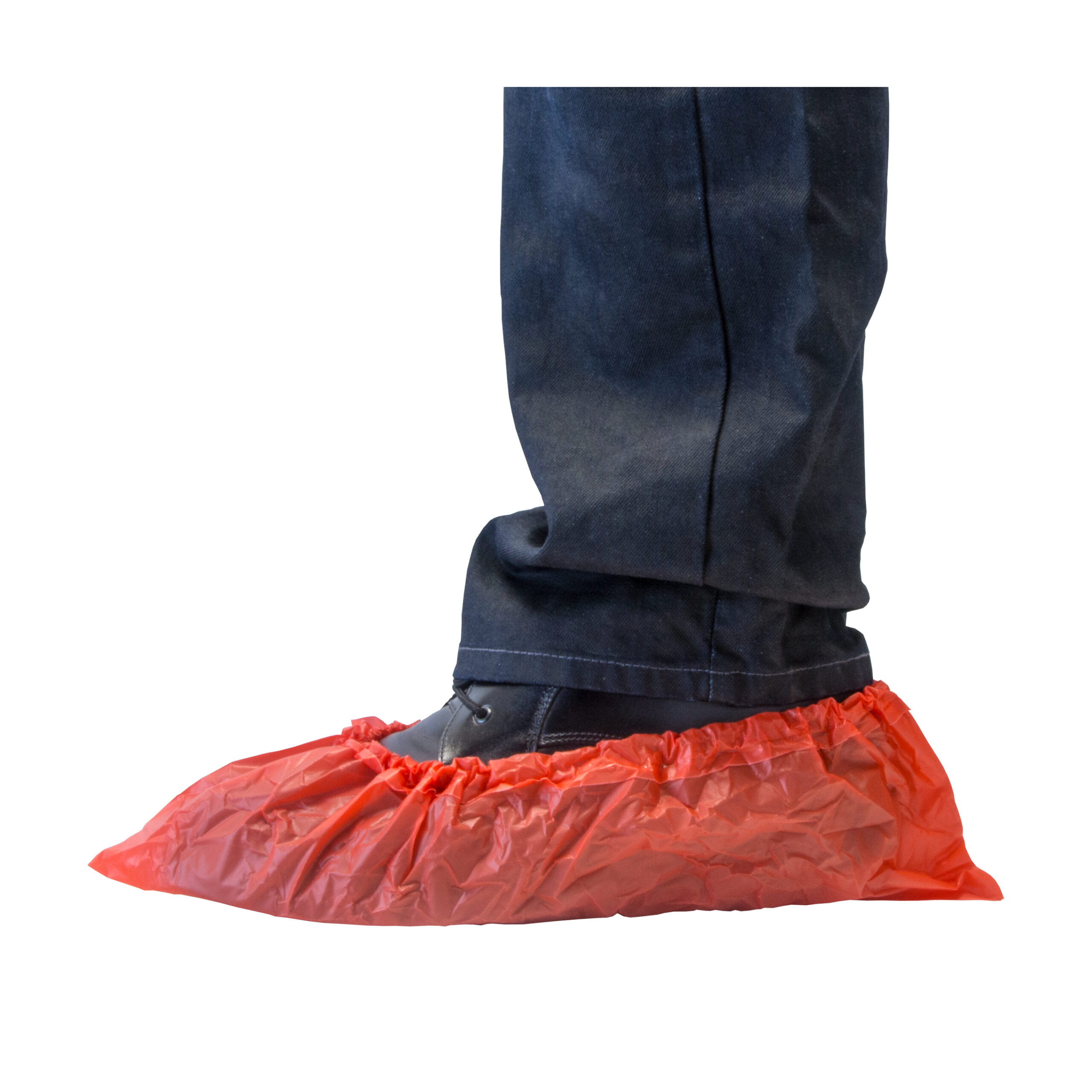 HYGOCLEAN® overschoen CPE rood 70Mu geruwd Doos 20 x 50st