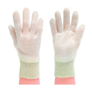 Handschoen katoen tricot manchet ecru heren, 50x12 paar
