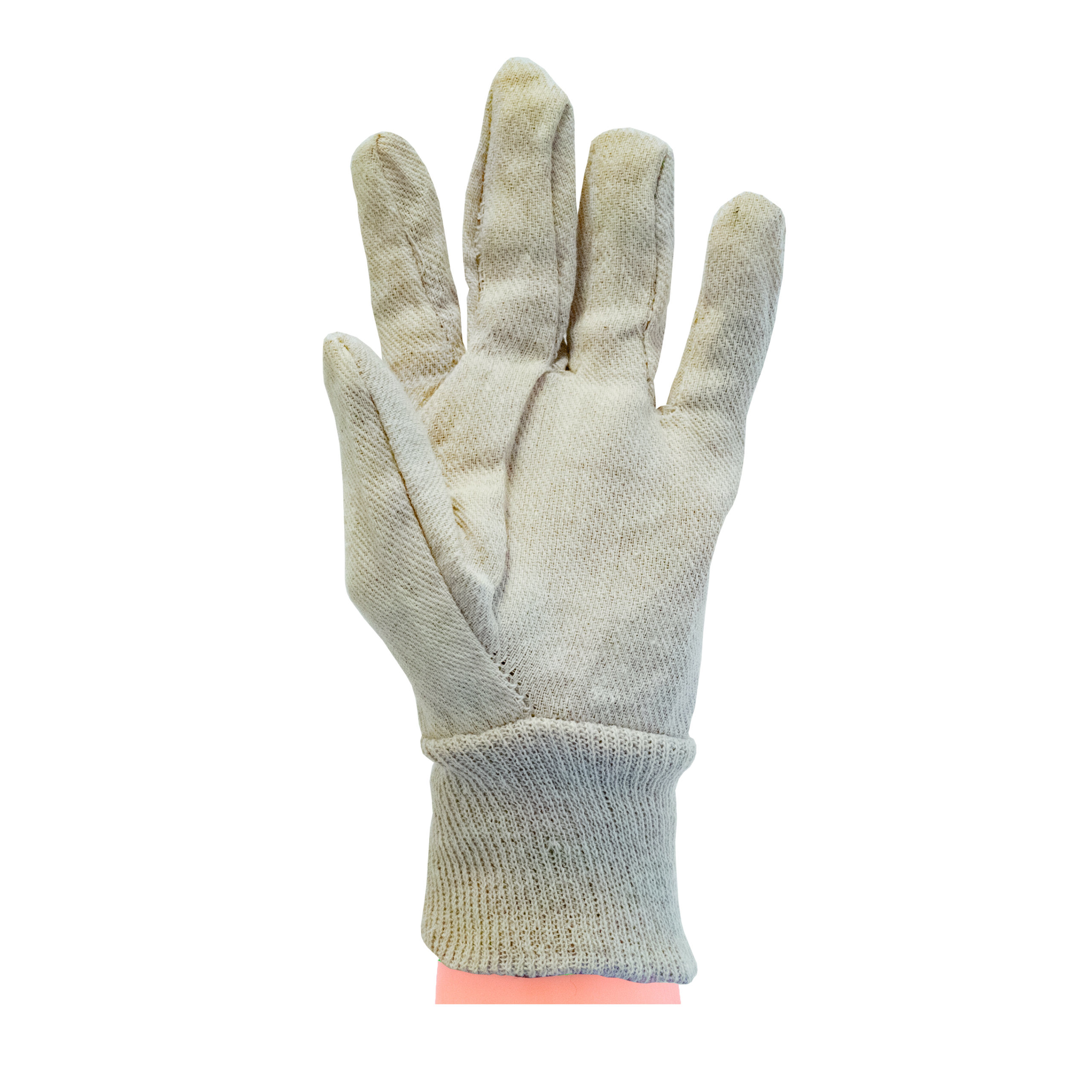 Handschoen cotton dril manchet ecru heren, 25x 12 paar