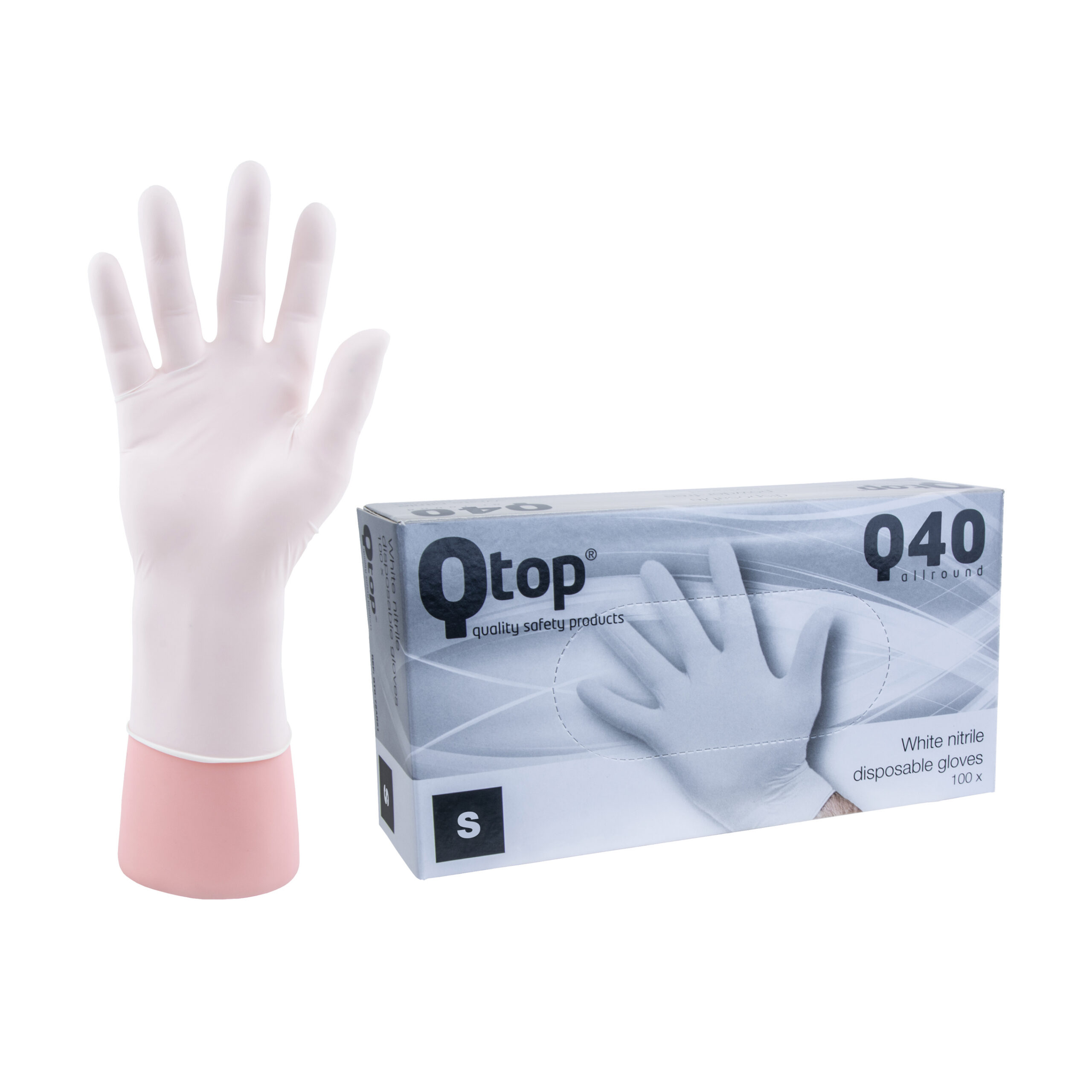 Q-TOP® Q40 handschoen nitril 4gr wit S Doos 10 x 100st Allround ongepoederd