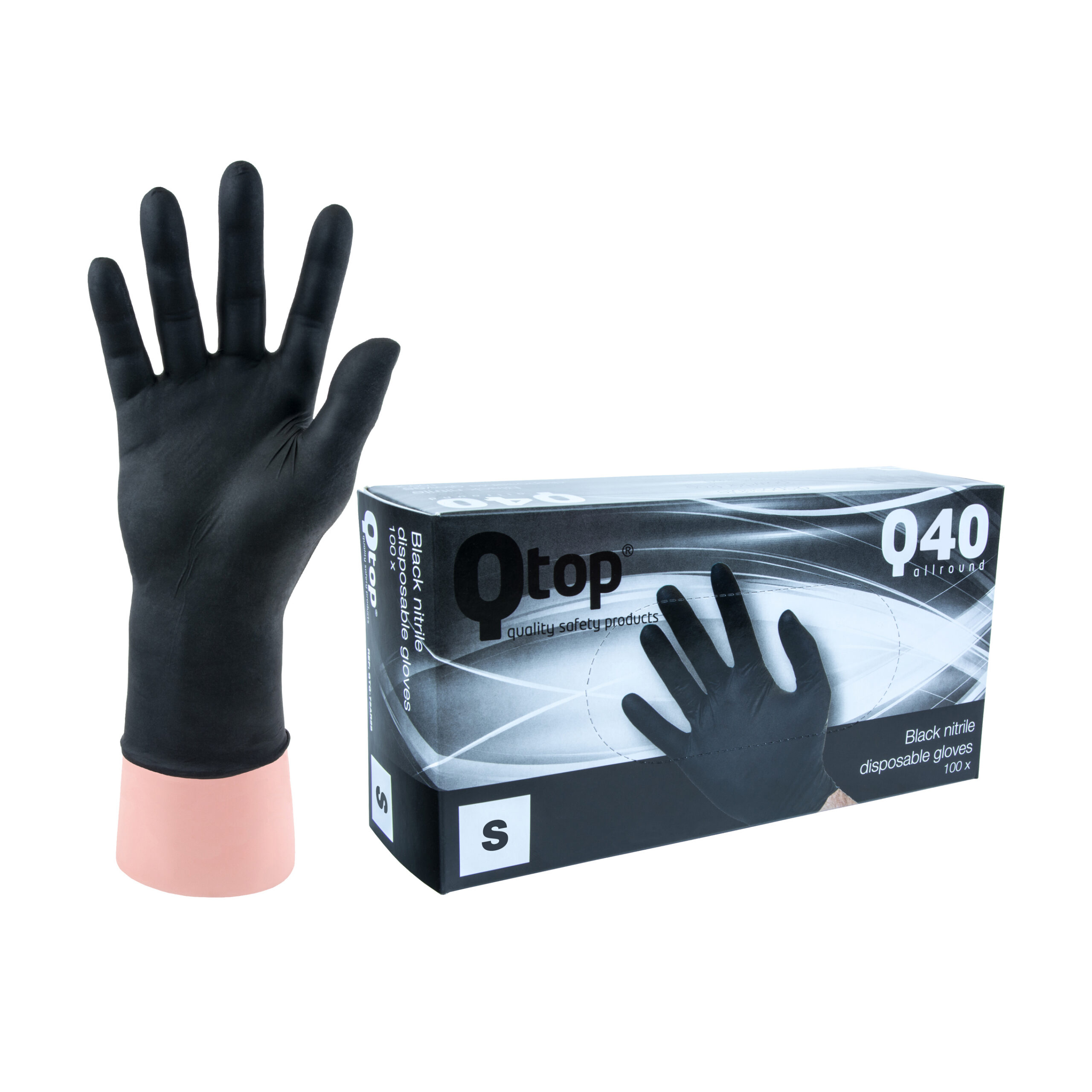 Q-TOP® Q40 handschoen nitril 4gr zwart L Doos 10 x 100st Allround ongepoederd