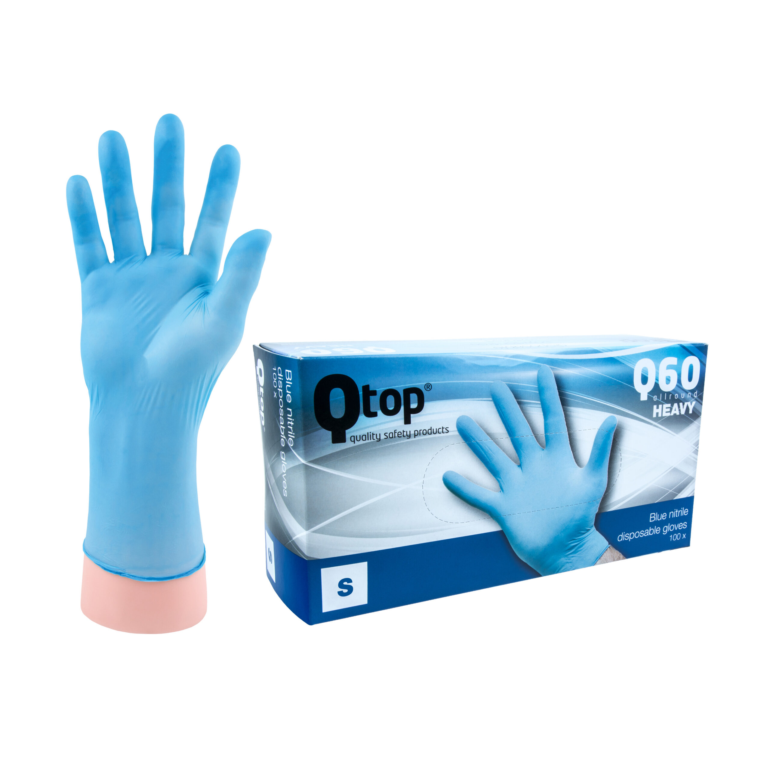 Q-TOP® Q60 handschoen nitril 6gr blauw Doos 10 x 100st Allround ongepoederd