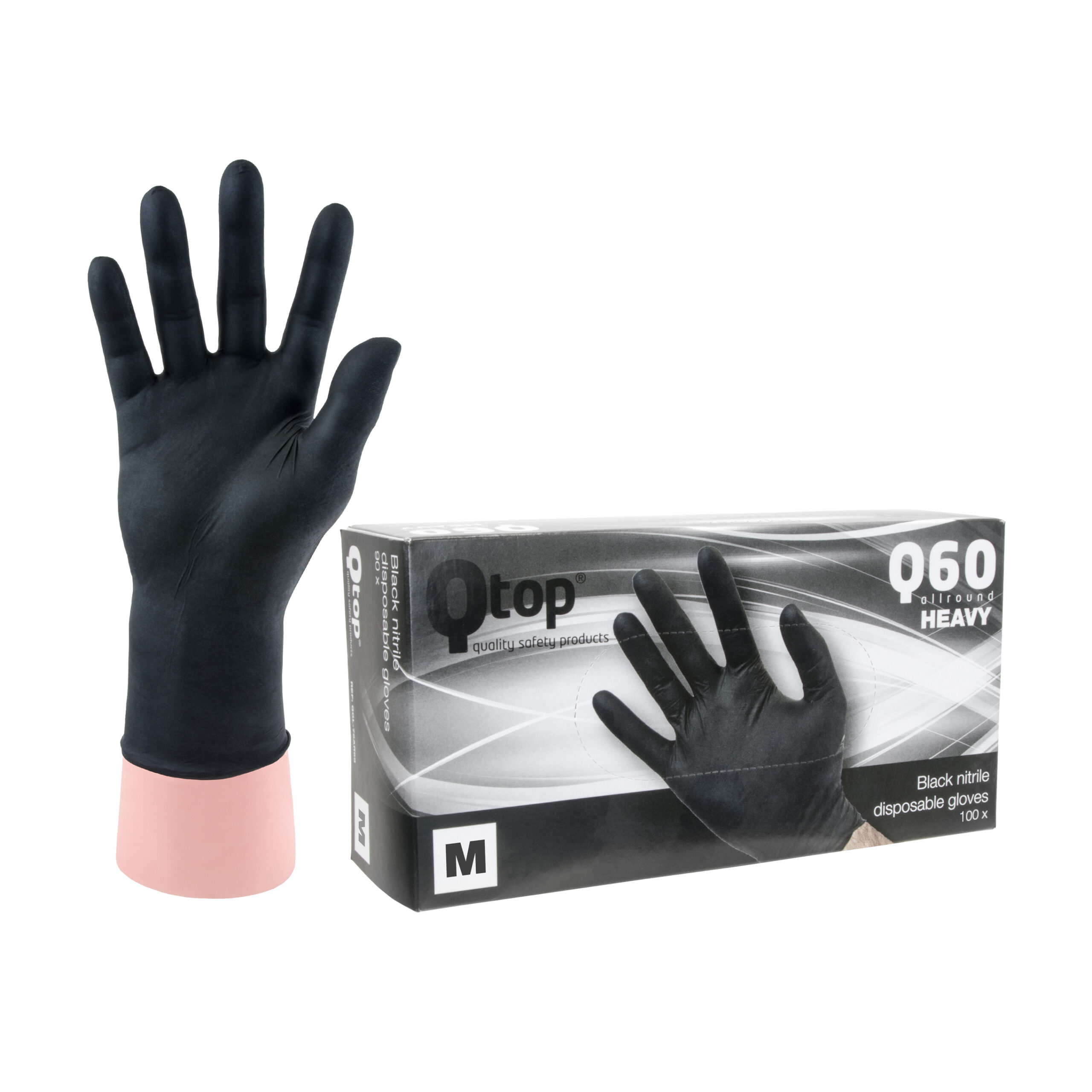 Q-TOP® Q60 handschoen nitril 6gr zwart S Doos 10 x 100st Allround ongepoederd