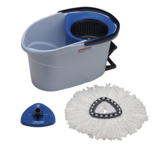 Vileda US Mini starterkit - emmer met 6L capaciteit, blauwe pers, mopframe, microvezelmop - exclusief steel