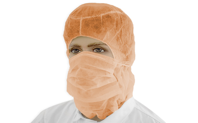 CMT astrocap + 2-laags mondmasker, pp non woven, oranje, 500st/doos