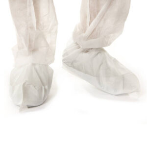 Non woven schoenovertrek wit 42x23cm met 60my witte pe zool (kolmi) 300st/doos