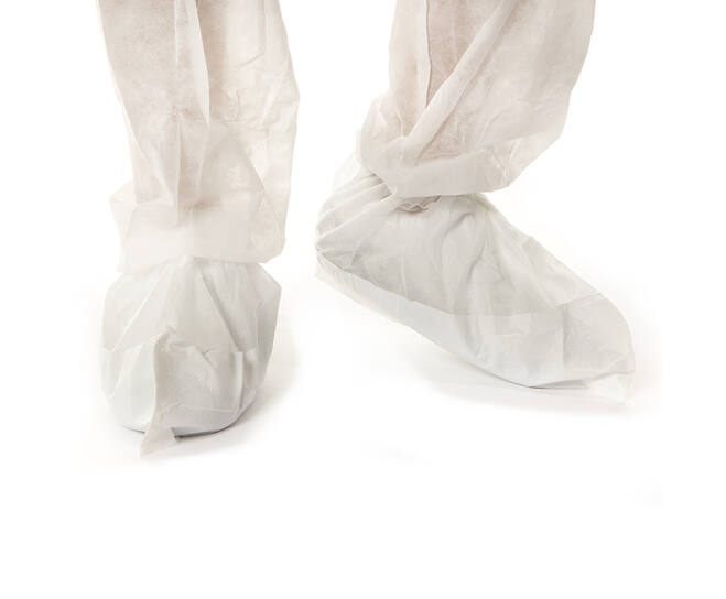 Non woven schoenovertrek wit 42x23cm met 60my witte pe zool (kolmi) 300st/doos