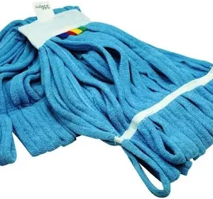 Strengenmop microvezel, blauw 350gr -36cm - gelust op 25cm - pad 13,5cm