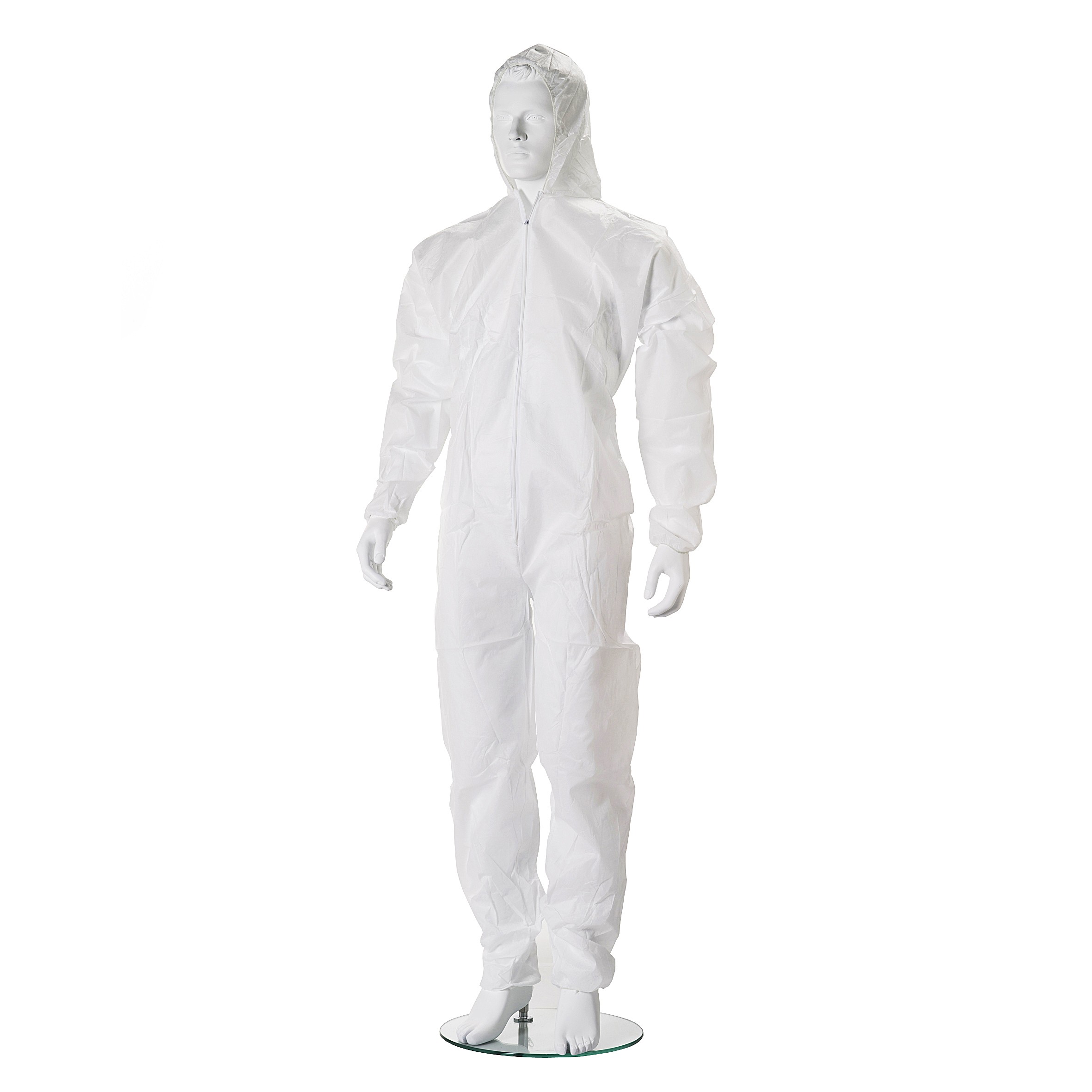 Coverall+rits met kap, maat XL, wit, 28gr, 50 stuks