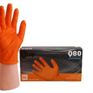 Q-TOP® Q80 handschoen nitril 8gr Diamond oranje L Ongepoederd doos 10 x 50st